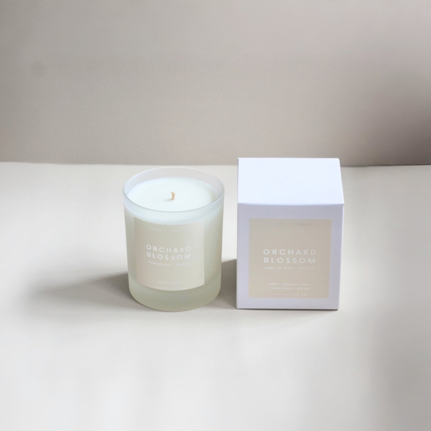 Orchard Blossom scented candle with luxury gift box by Aura + Grace