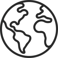 Charcoal outline of a world map in circle shape