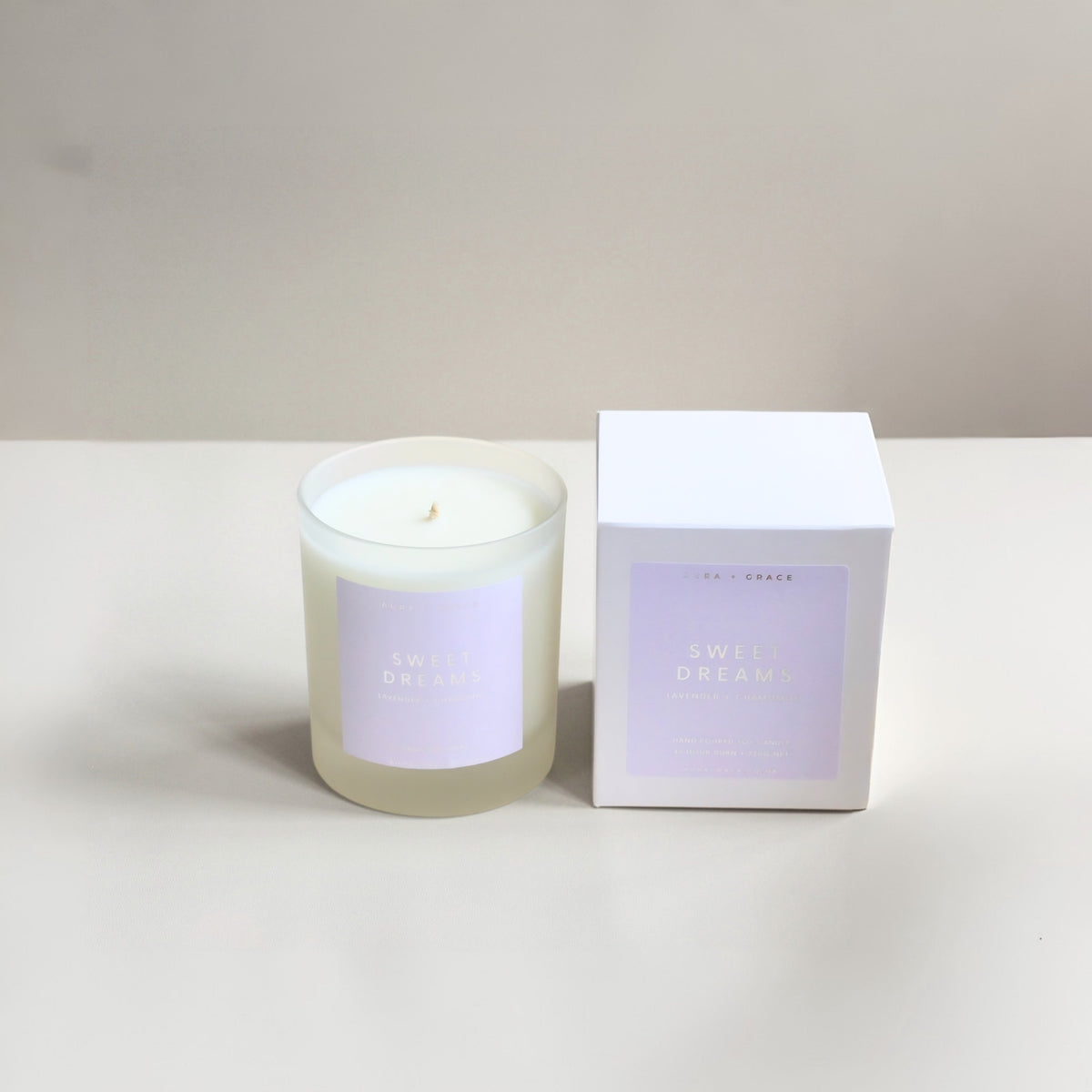 Sweet Dreams scented candle with luxury gift box by Aura + Grace